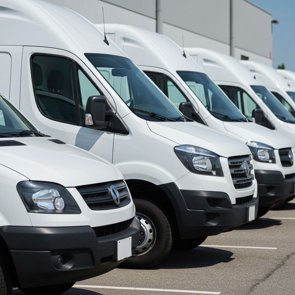 Fleet of professionally detailed commercial vehicles